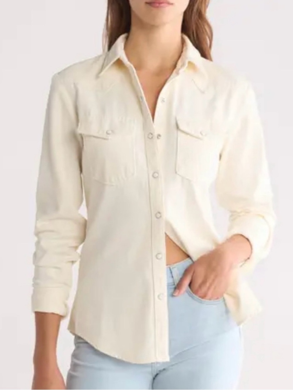 rag & bone Cream Button-Front Long Sleeve Shirt